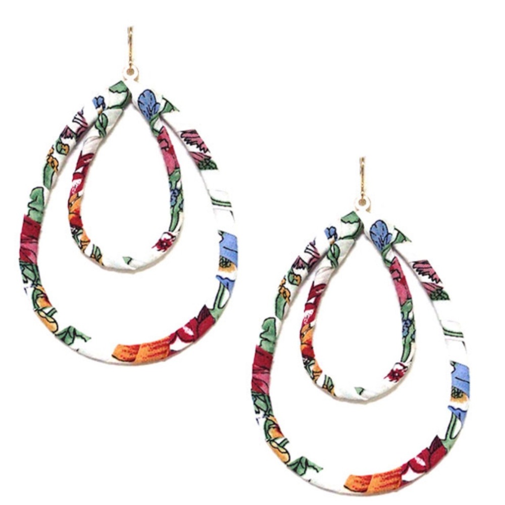 Fabric Wrapped Tear Drop Earring